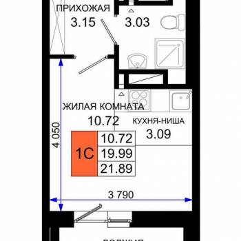 Продается 1-комнатная квартира, 21 м²