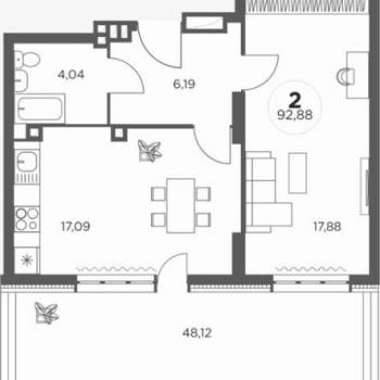 Сдается 2-х комнатная квартира, 50 м²