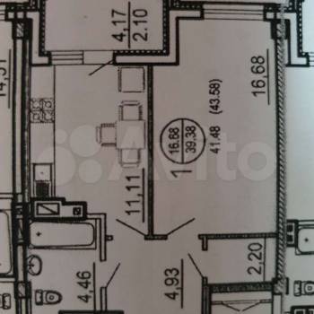 Продается 1-комнатная квартира, 41 м²