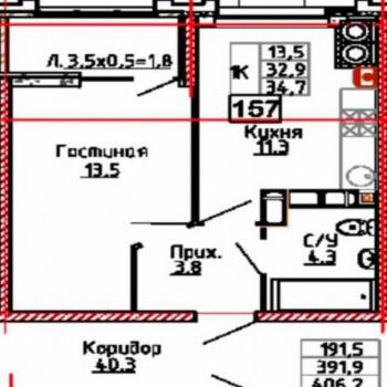 Продается 1-комнатная квартира, 33 м²