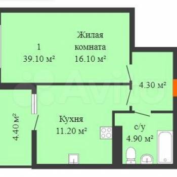 Сдается 1-комнатная квартира, 36,4 м²