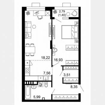 Продается 2-х комнатная квартира, 62 м²