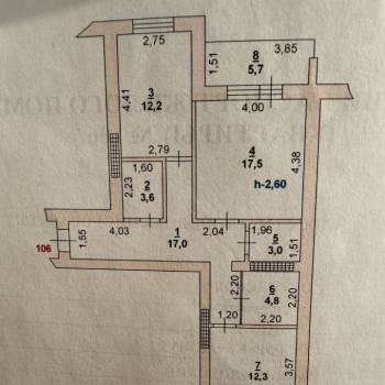 Продается 2-х комнатная квартира, 76,1 м²