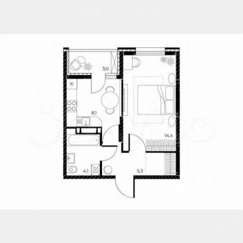 Продается 1-комнатная квартира, 33,4 м²