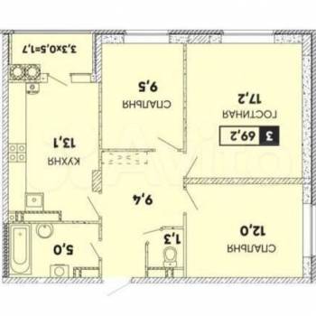 Продается 3-х комнатная квартира, 67,5 м²