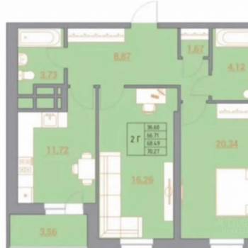 Продается 2-х комнатная квартира, 70,4 м²