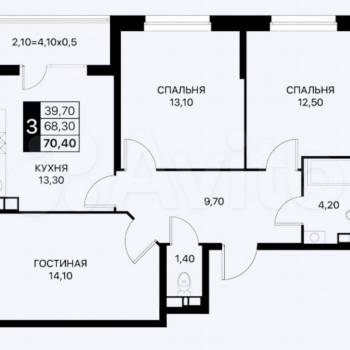 Сдается Многокомнатная квартира, 70 м²