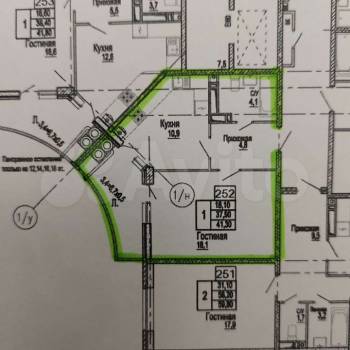 Продается 1-комнатная квартира, 41,3 м²