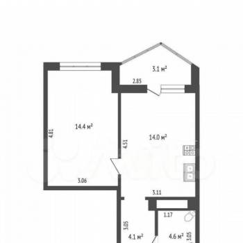 Продается 1-комнатная квартира, 43 м²