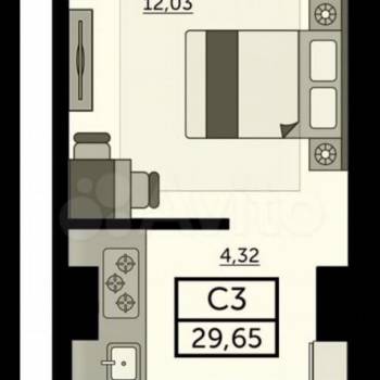 Продается 1-комнатная квартира, 29,7 м²