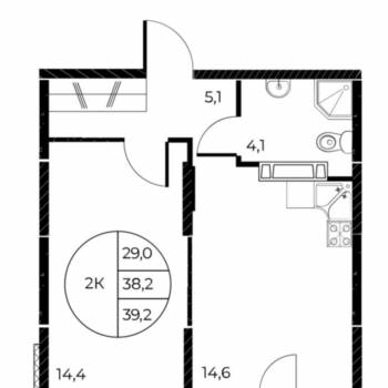 Продается 1-комнатная квартира, 39,2 м²