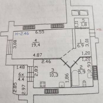 Продается 1-комнатная квартира, 44,3 м²