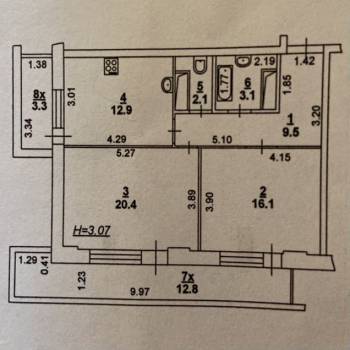 Продается 2-х комнатная квартира, 72 м²