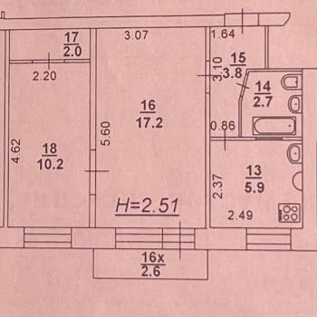 Продается 2-х комнатная квартира, 41,8 м²