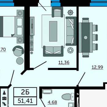 Продается 2-х комнатная квартира, 53 м²
