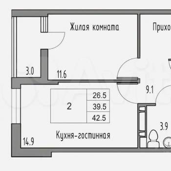 Продается 1-комнатная квартира, 41 м²