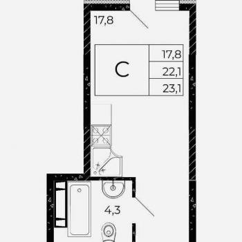 Продается 1-комнатная квартира, 23,1 м²