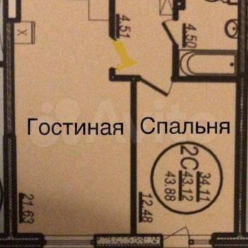 Сдается 2-х комнатная квартира, 43 м²