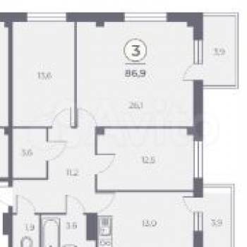 Продается 3-х комнатная квартира, 88 м²