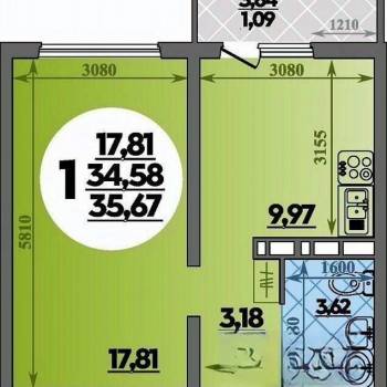 Сдается 1-комнатная квартира, 36 м²