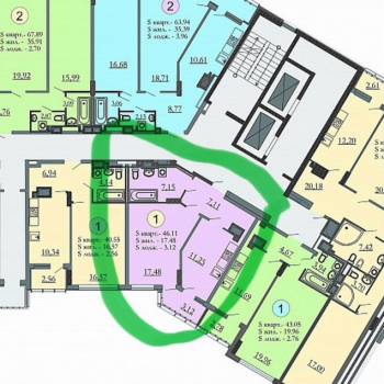 Продается 1-комнатная квартира, 46,1 м²