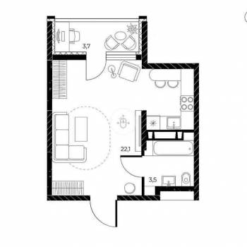 Продается 1-комнатная квартира, 27,5 м²