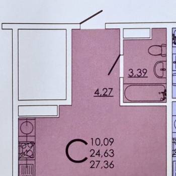 Продается 1-комнатная квартира, 27,4 м²