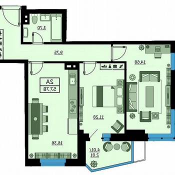 Продается 2-х комнатная квартира, 58 м²