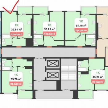 Продается 1-комнатная квартира, 30,8 м²