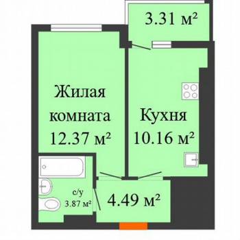Продается 1-комнатная квартира, 30,8 м²