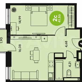 Сдается 1-комнатная квартира, 42 м²