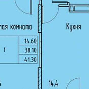 Продается 1-комнатная квартира, 41,3 м²