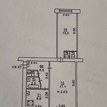 Продается 2-х комнатная квартира, 47,3 м²