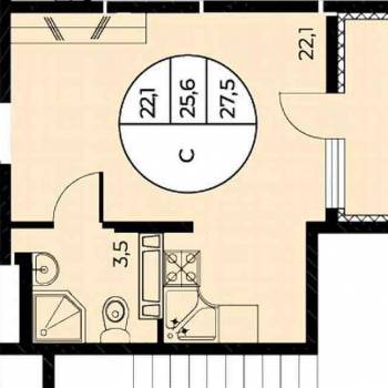 Продается 1-комнатная квартира, 27,5 м²