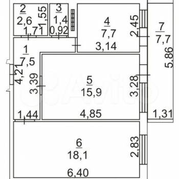 Продается 2-х комнатная квартира, 54 м²