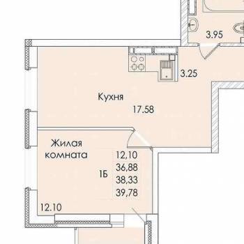 Продается 1-комнатная квартира, 39,8 м²