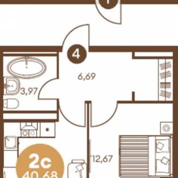 Продается 2-х комнатная квартира, 40,7 м²
