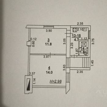 Продается 2-х комнатная квартира, 32 м²