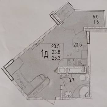 Продается 1-комнатная квартира, 25,3 м²