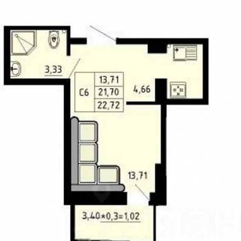 Продается 1-комнатная квартира, 23 м²