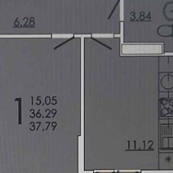 Продается 1-комнатная квартира, 37,8 м²