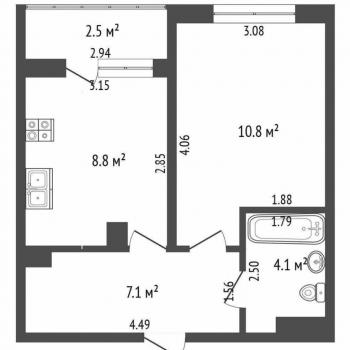Продается 1-комнатная квартира, 33,3 м²