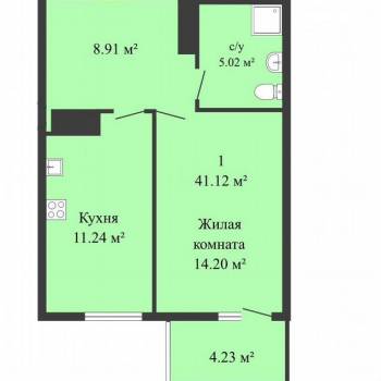 Продается 1-комнатная квартира, 43 м²