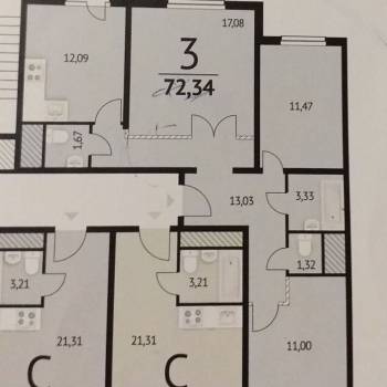 Продается 3-х комнатная квартира, 73 м²