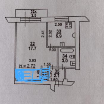 Продается 1-комнатная квартира, 32,6 м²