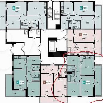 Продается 2-х комнатная квартира, 56,6 м²