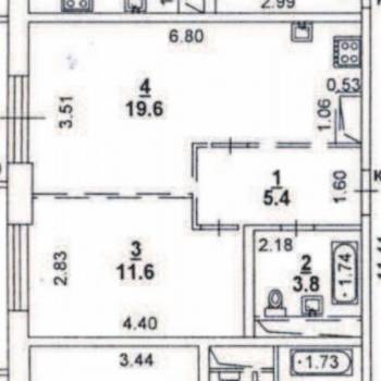 Продается 1-комнатная квартира, 40,4 м²