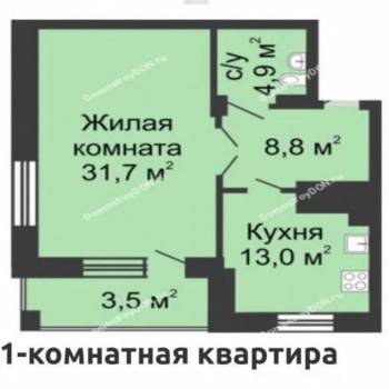 Продается 1-комнатная квартира, 58,4 м²