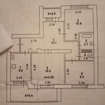 Продается 3-х комнатная квартира, 65,2 м²