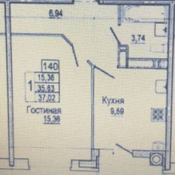Сдается 1-комнатная квартира, 37,2 м²